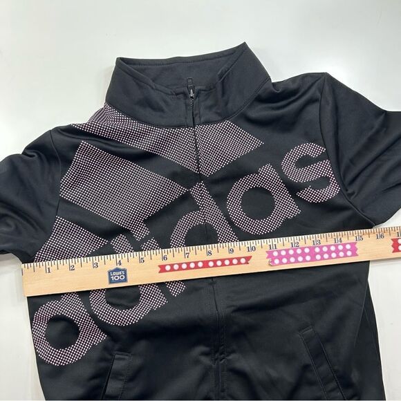 Adidas Pink Black Track Zipper Pocket Jacket Youth Girls Medium - Picture 5 of 7
